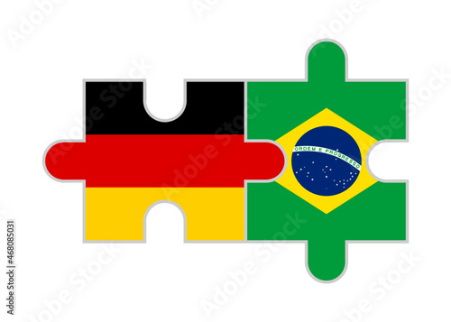 puzzle pieces of germany and brazil flags. vector illustration isolated on white background