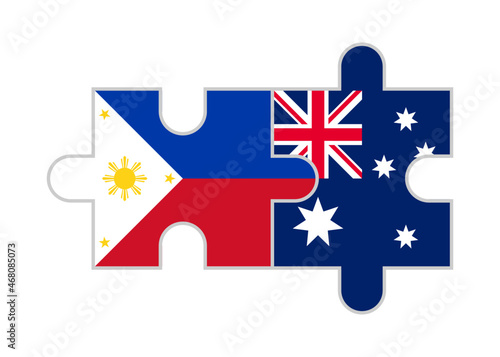 puzzle pieces of philippines and australia flags. vector illustration isolated on white background