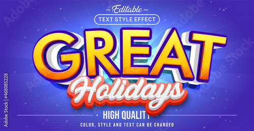 Editable text style effect - Great Holidays text style theme.