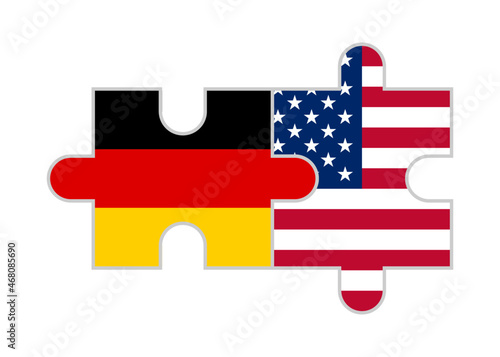 puzzle pieces of united states of aermica and germany flags. vector illustration isolated on white background