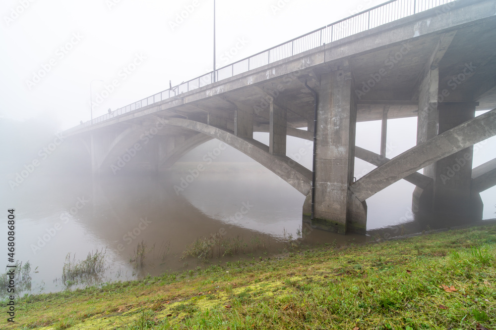 under the bridge with fog under the bridge with fog