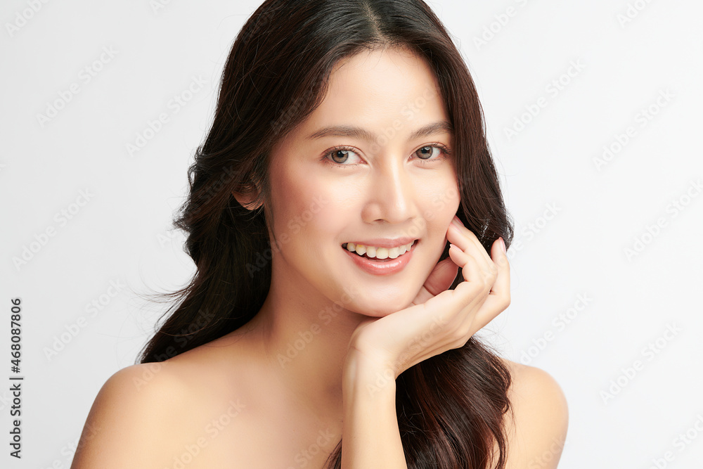 Beautiful young asian woman with clean fresh skin on white background, Face care, Facial treatment, Cosmetology, beauty and spa, Asian women portrait. Beautiful young asian woman with clean fresh skin on white background, Face care, Facial treatment, Cosmetology, beauty and spa, Asian women portrait.