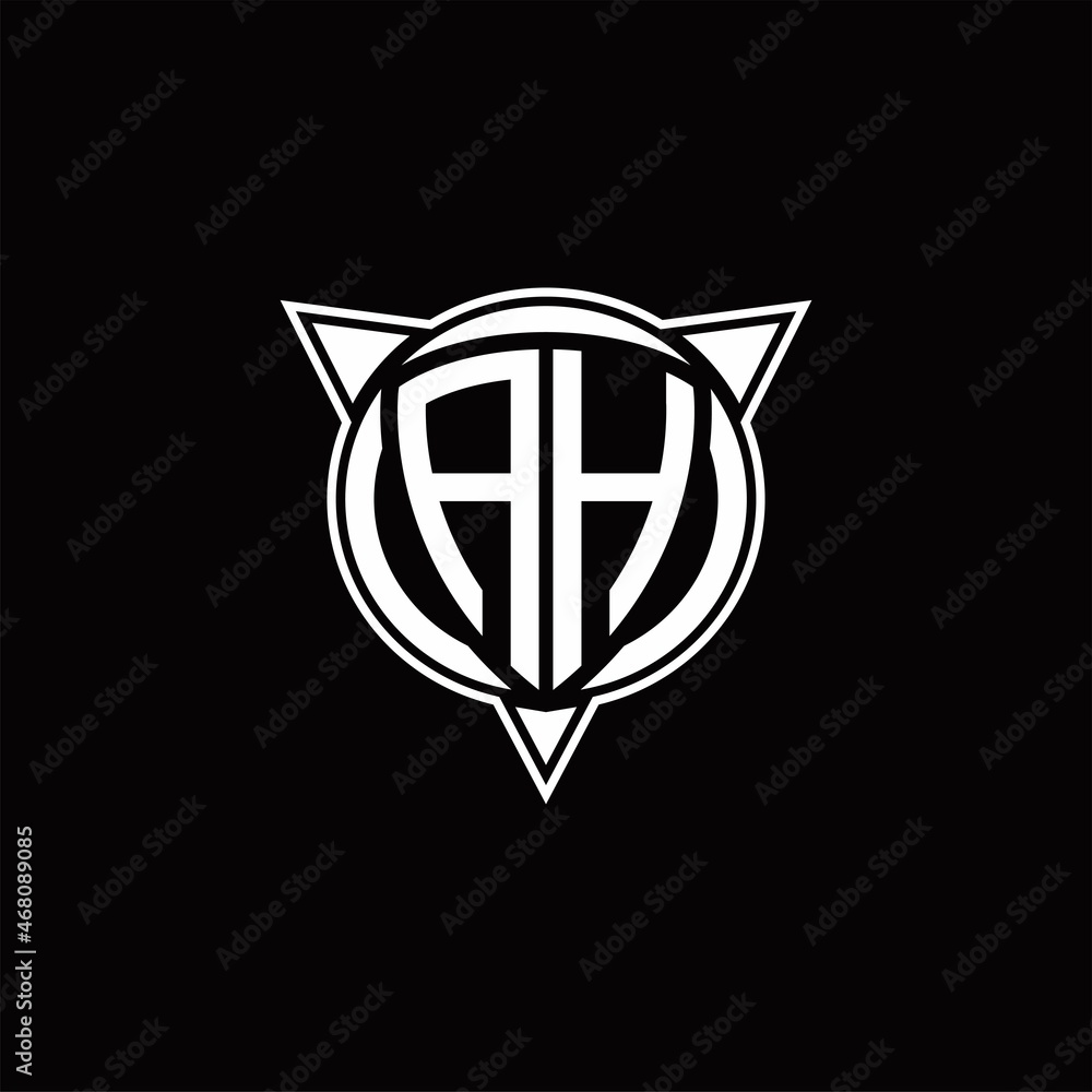 AH Logo monogram isolated with circle shape and three arrow design template AH Logo monogram isolated with circle shape and three arrow design template