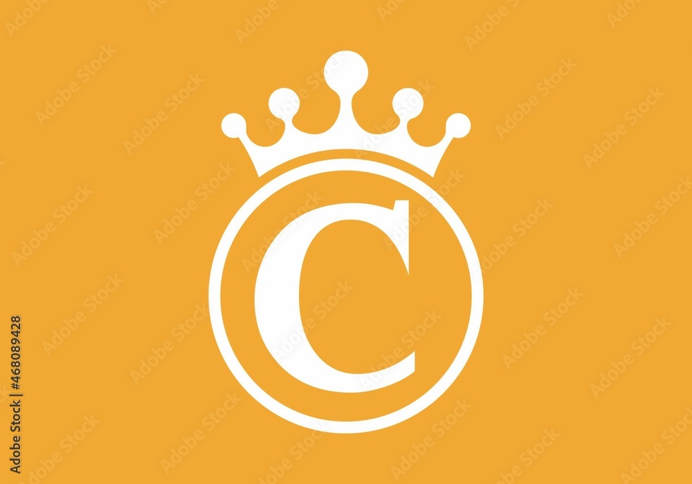 Colorful of letter C with crown Colorful of letter C with crown