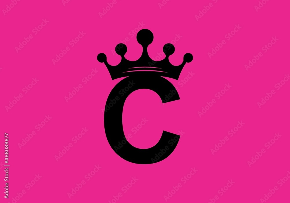 Colorful of letter C with crown Colorful of letter C with crown
