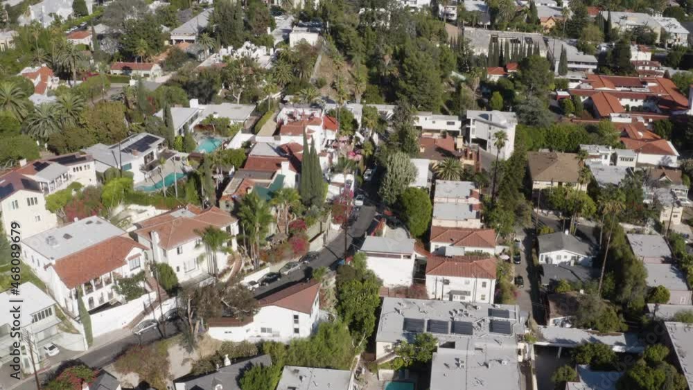 Aerial crawl over Whitley Heights neighborhood in Hollywood California. Aerial crawl over Whitley Heights neighborhood in Hollywood California.