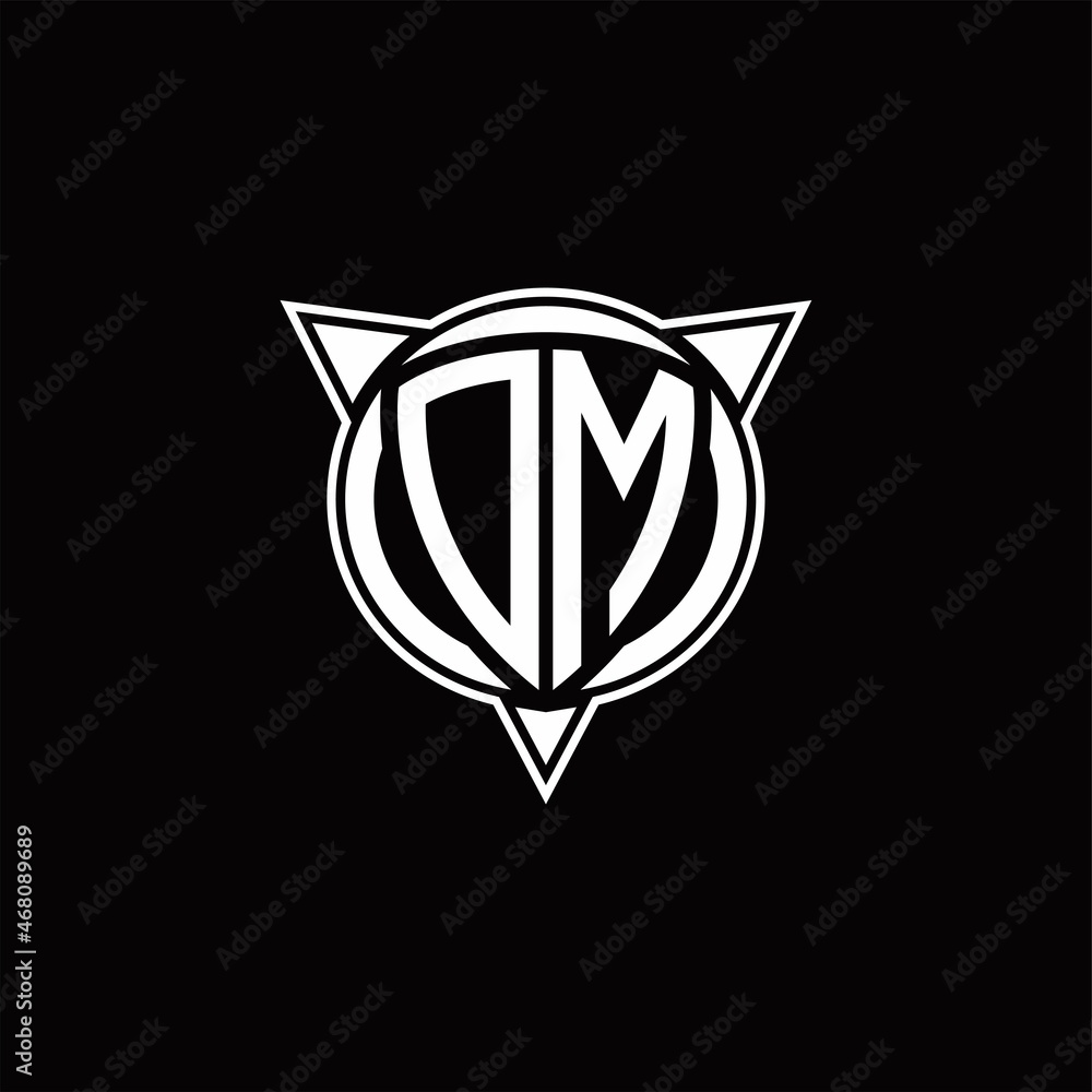 DM Logo monogram isolated with circle shape and three arrow design template DM Logo monogram isolated with circle shape and three arrow design template