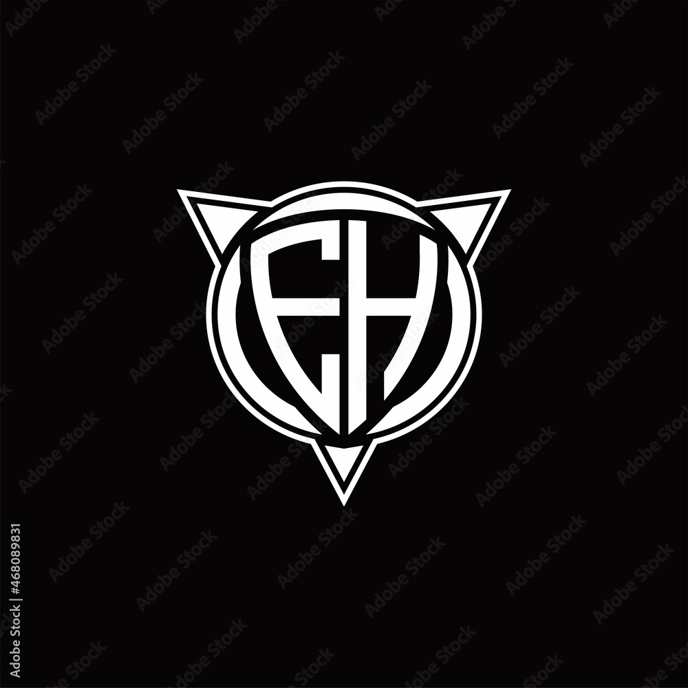 EH Logo monogram isolated with circle shape and three arrow design template
