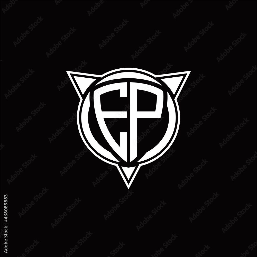 EP Logo monogram isolated with circle shape and three arrow design template EP Logo monogram isolated with circle shape and three arrow design template