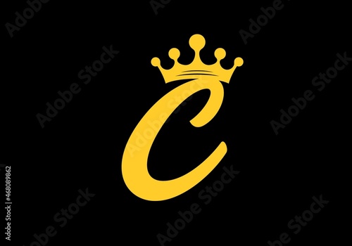 Colorful of letter C with crown