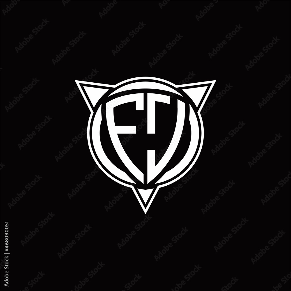 FJ Logo monogram isolated with circle shape and three arrow design template FJ Logo monogram isolated with circle shape and three arrow design template