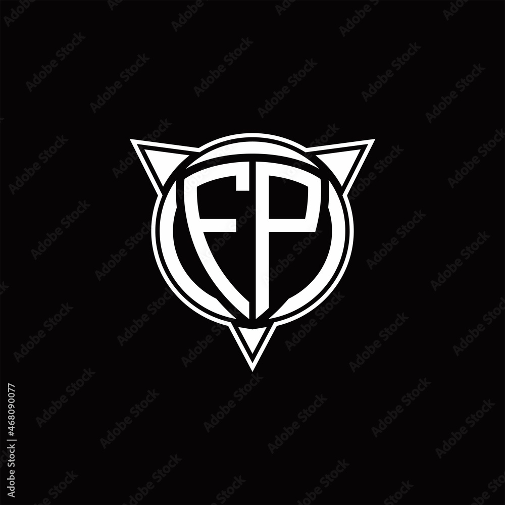 FP Logo monogram isolated with circle shape and three arrow design template FP Logo monogram isolated with circle shape and three arrow design template
