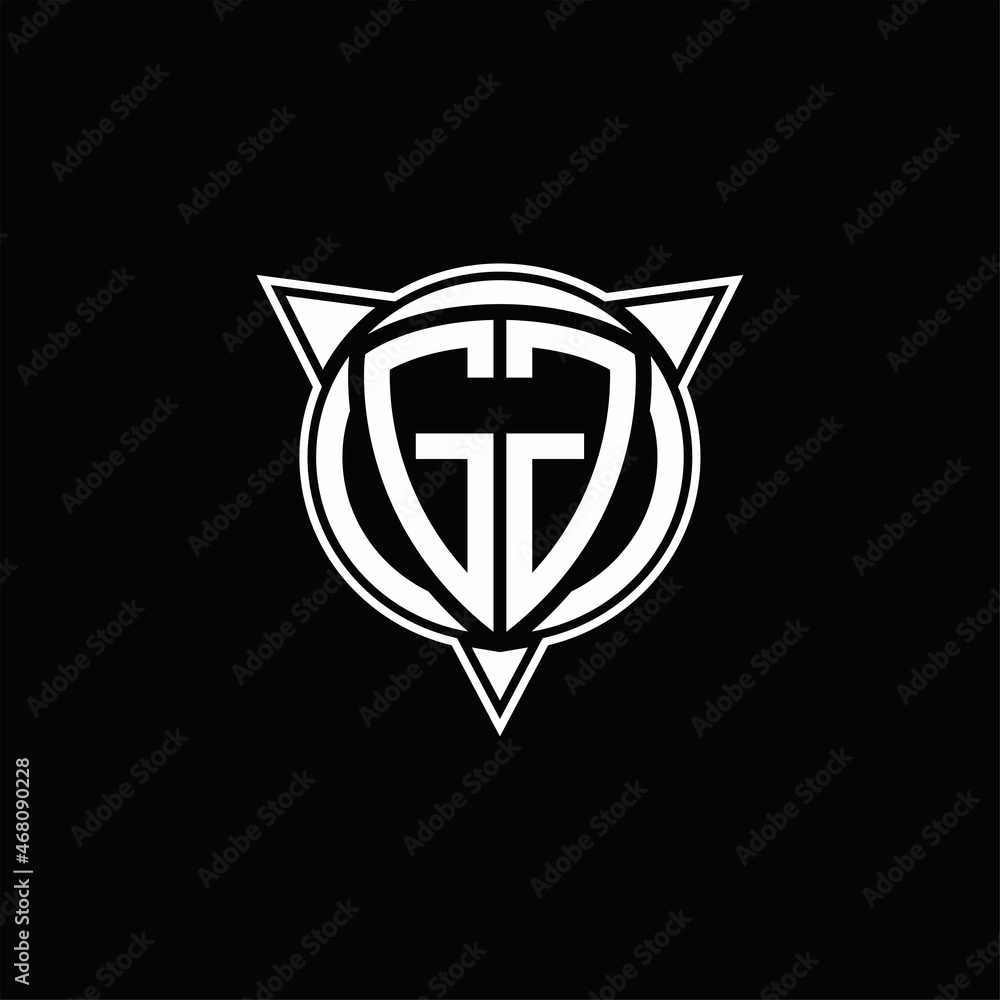 GG Logo monogram isolated with circle shape and three arrow design template GG Logo monogram isolated with circle shape and three arrow design template