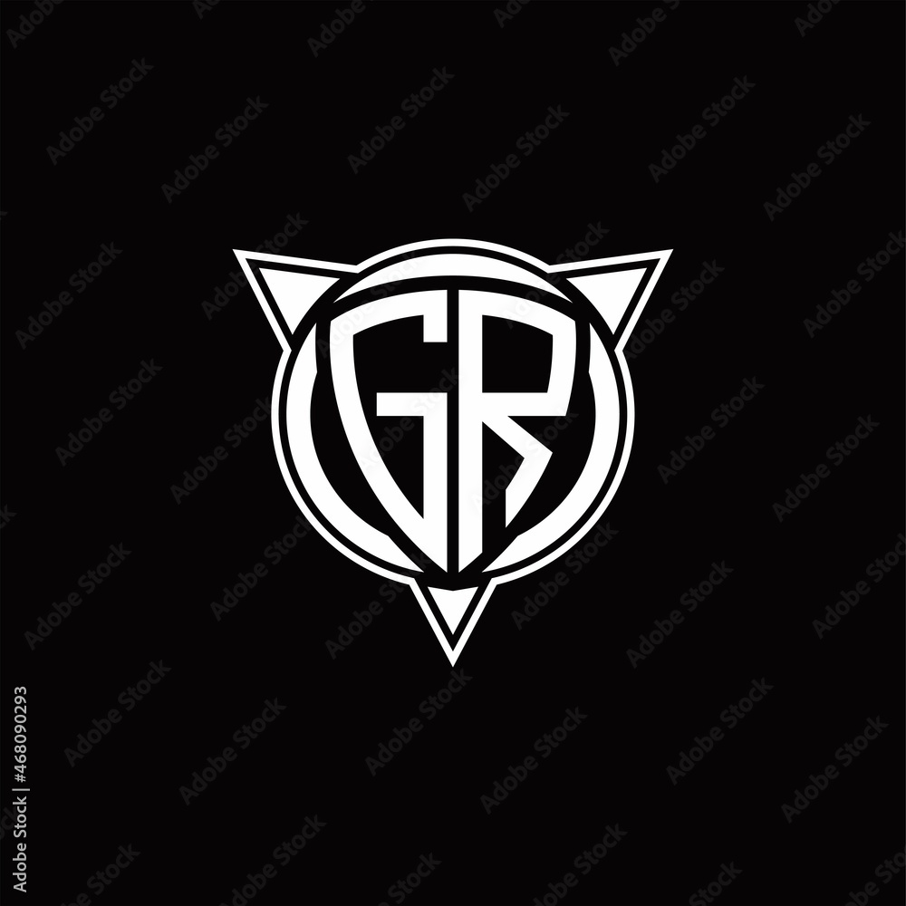 GR Logo monogram isolated with circle shape and three arrow design template GR Logo monogram isolated with circle shape and three arrow design template