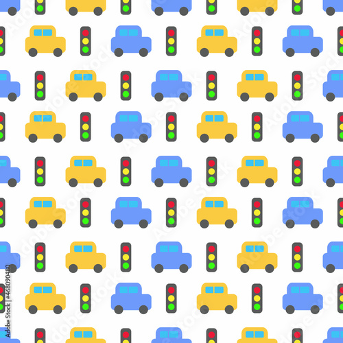 Cartoon cars seamless pattern. Vector illustration.