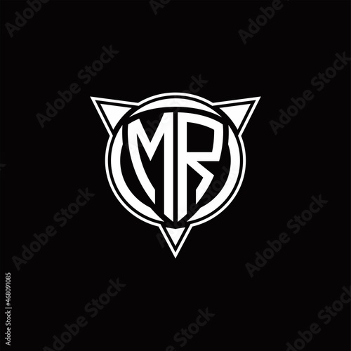 MR Logo monogram isolated with circle shape and three arrow design template
