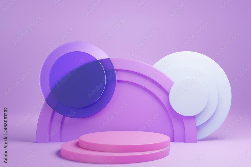 Obraz premium Purple podium on Purple background,geometry podium shape for display product, 3d rendering. 