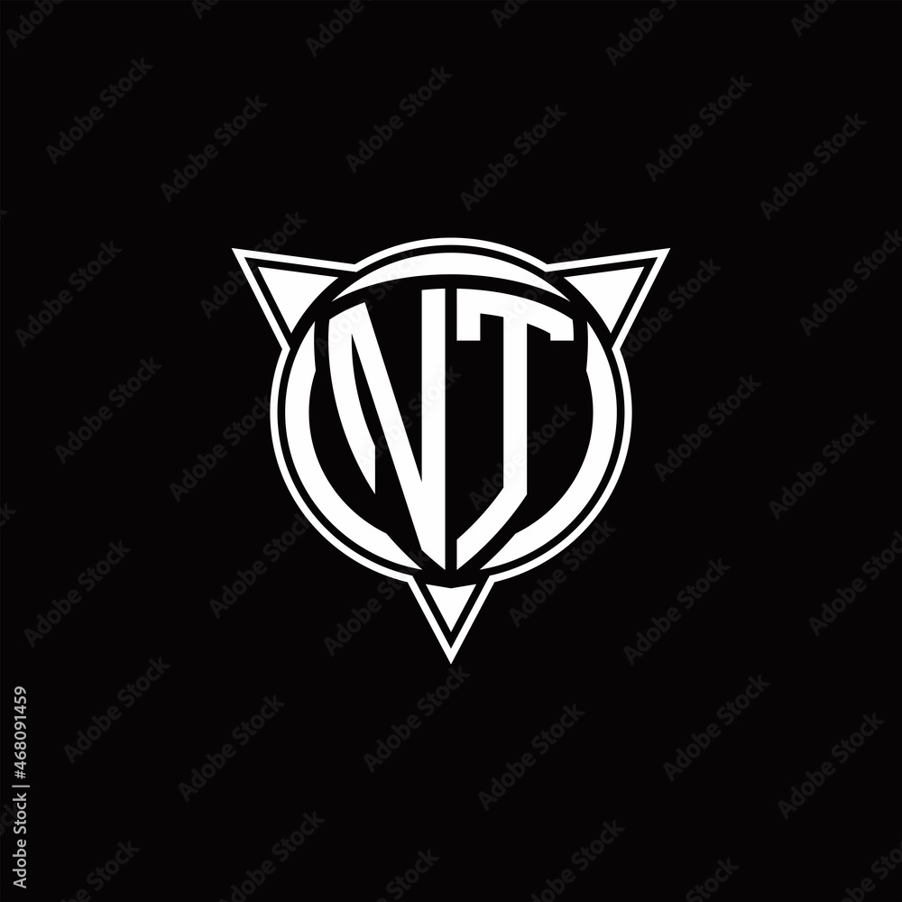 NT Logo monogram isolated with circle shape and three arrow design template NT Logo monogram isolated with circle shape and three arrow design template