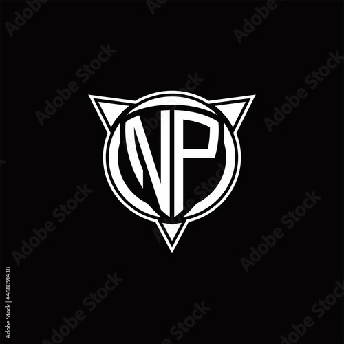 NP Logo monogram isolated with circle shape and three arrow design template