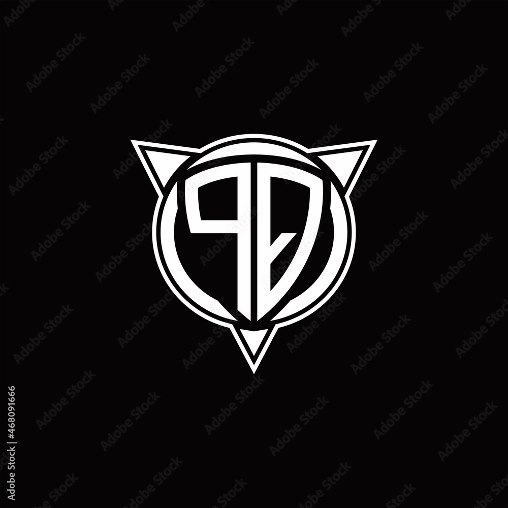 PQ Logo monogram isolated with circle shape and three arrow design template PQ Logo monogram isolated with circle shape and three arrow design template
