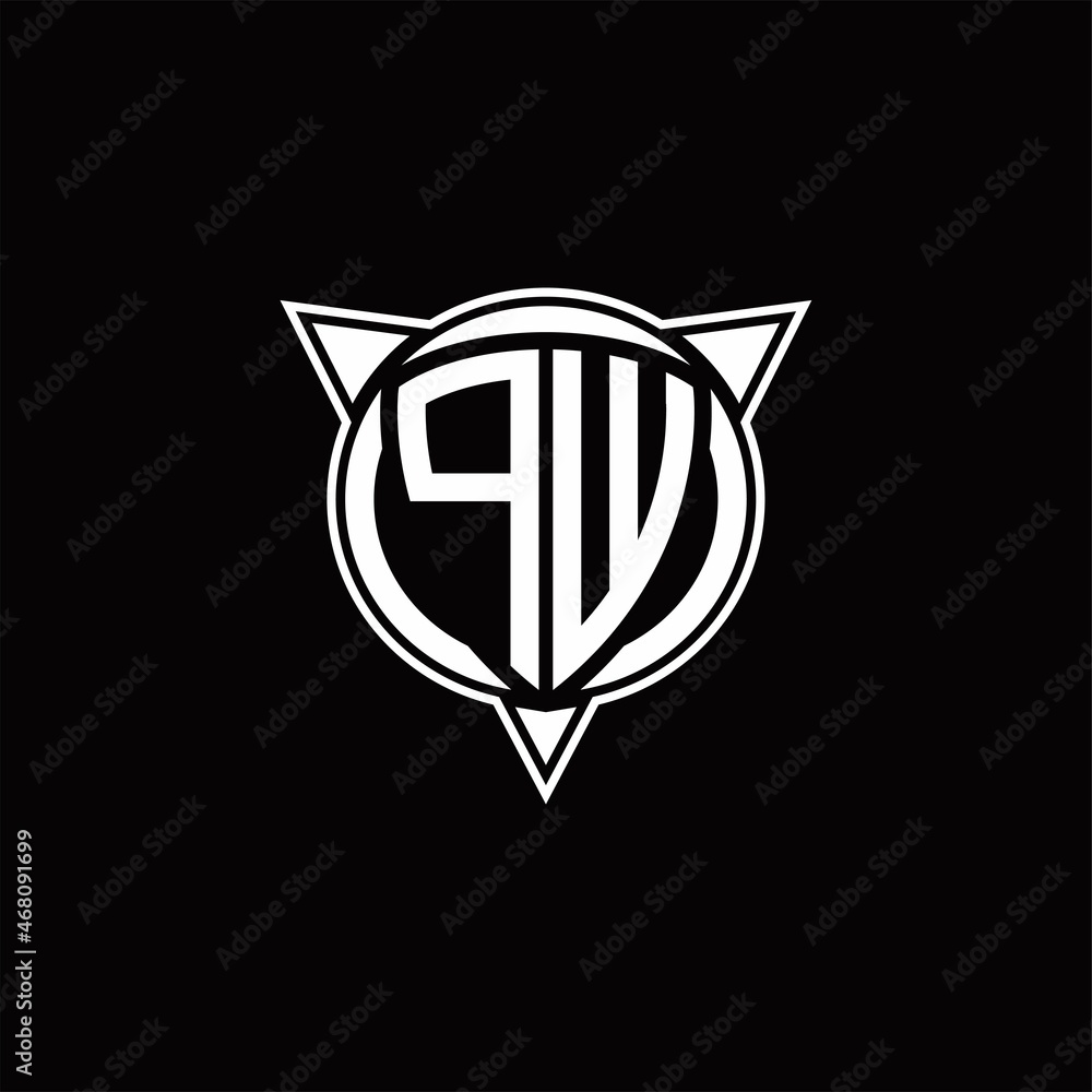 PW Logo monogram isolated with circle shape and three arrow design template PW Logo monogram isolated with circle shape and three arrow design template