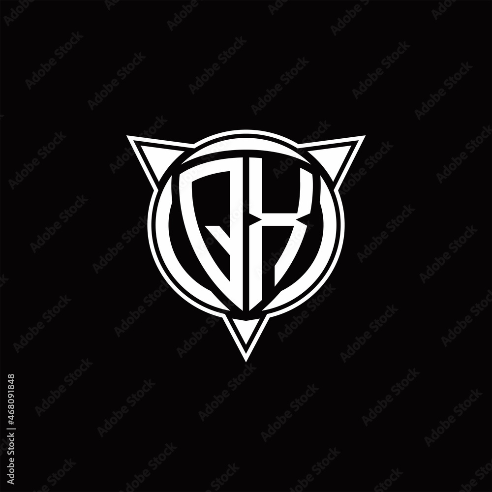 QX Logo monogram isolated with circle shape and three arrow design template