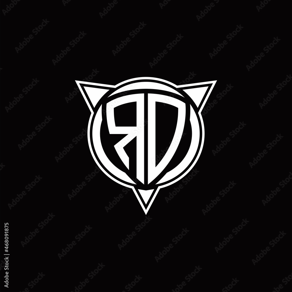 RD Logo monogram isolated with circle shape and three arrow design template RD Logo monogram isolated with circle shape and three arrow design template