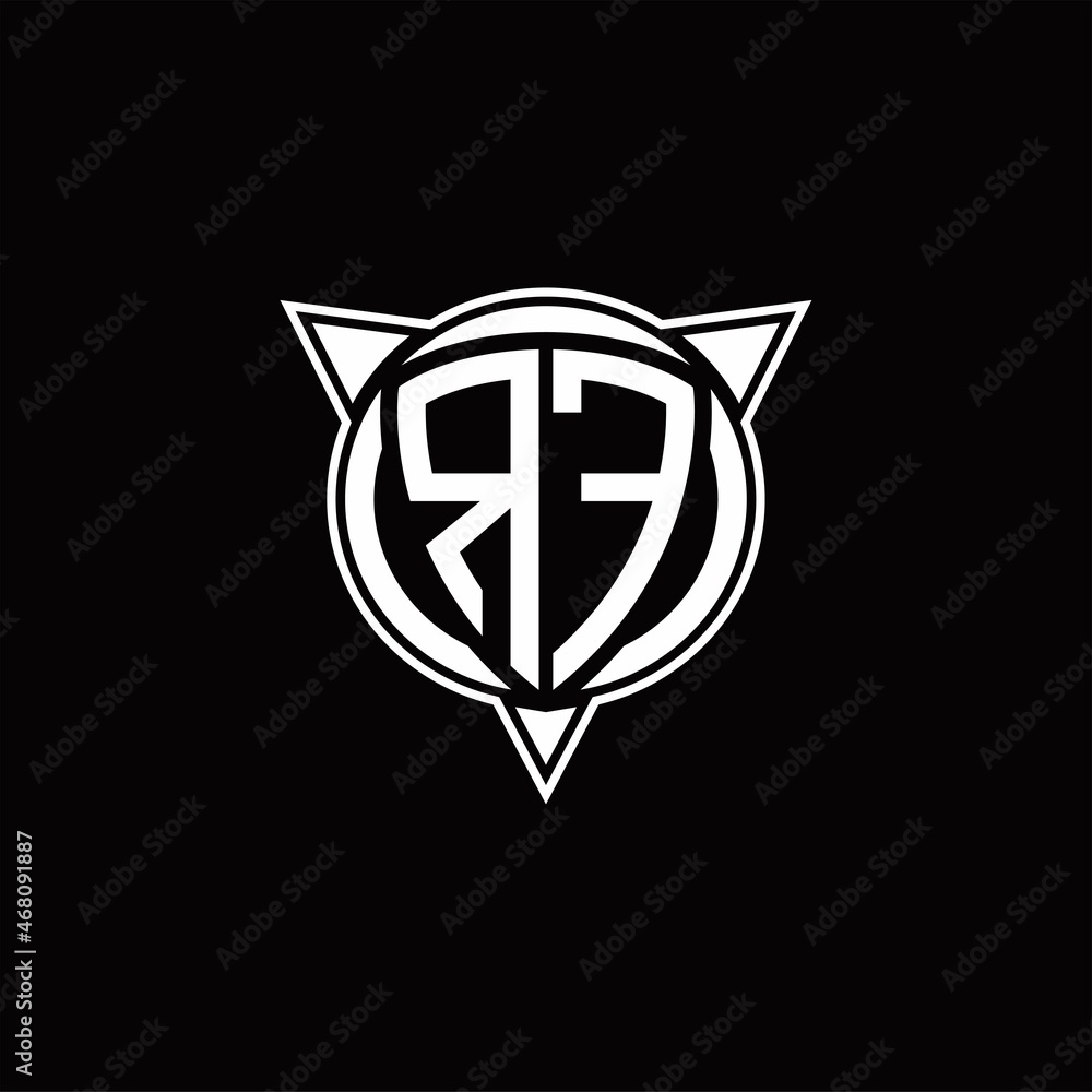 RF Logo monogram isolated with circle shape and three arrow design template RF Logo monogram isolated with circle shape and three arrow design template