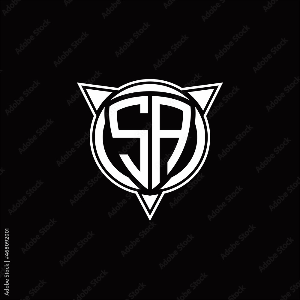 SA Logo monogram isolated with circle shape and three arrow design template SA Logo monogram isolated with circle shape and three arrow design template