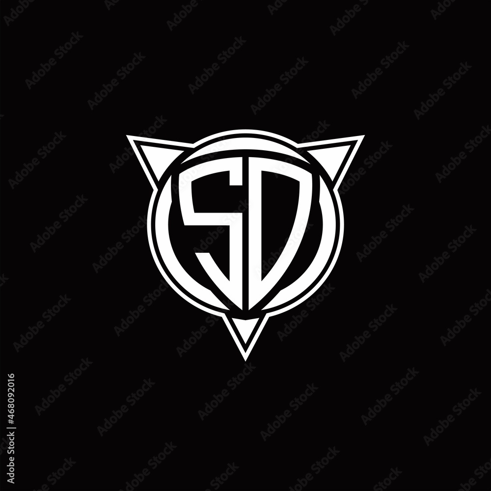 SD Logo monogram isolated with circle shape and three arrow design template SD Logo monogram isolated with circle shape and three arrow design template