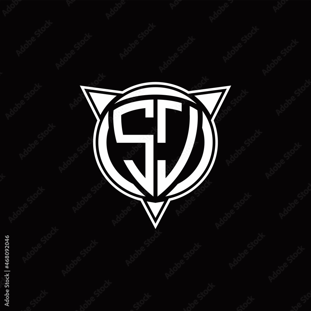 SJ Logo monogram isolated with circle shape and three arrow design template SJ Logo monogram isolated with circle shape and three arrow design template