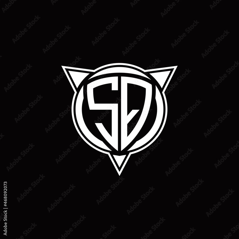 SQ Logo monogram isolated with circle shape and three arrow design template SQ Logo monogram isolated with circle shape and three arrow design template