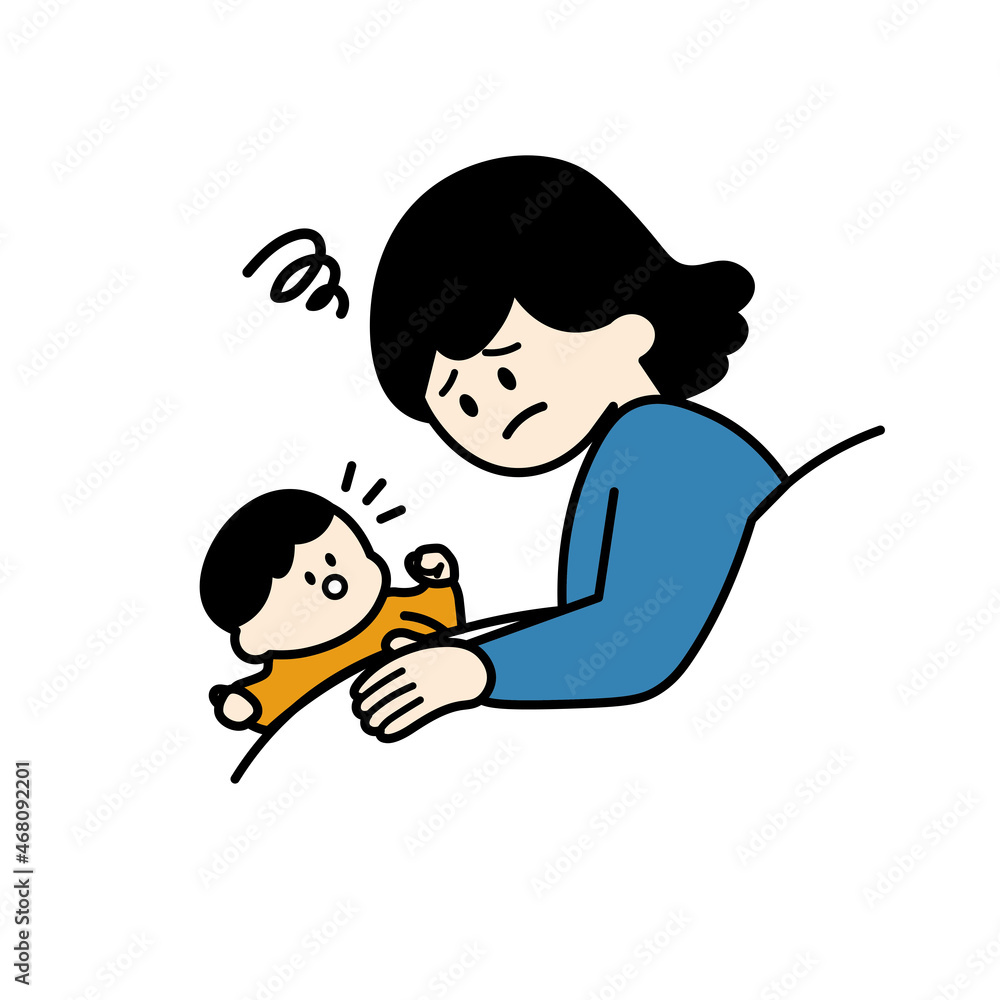 赤ちゃんが寝なくて困る母親 カラー 赤ちゃんが寝なくて困る母親 カラー