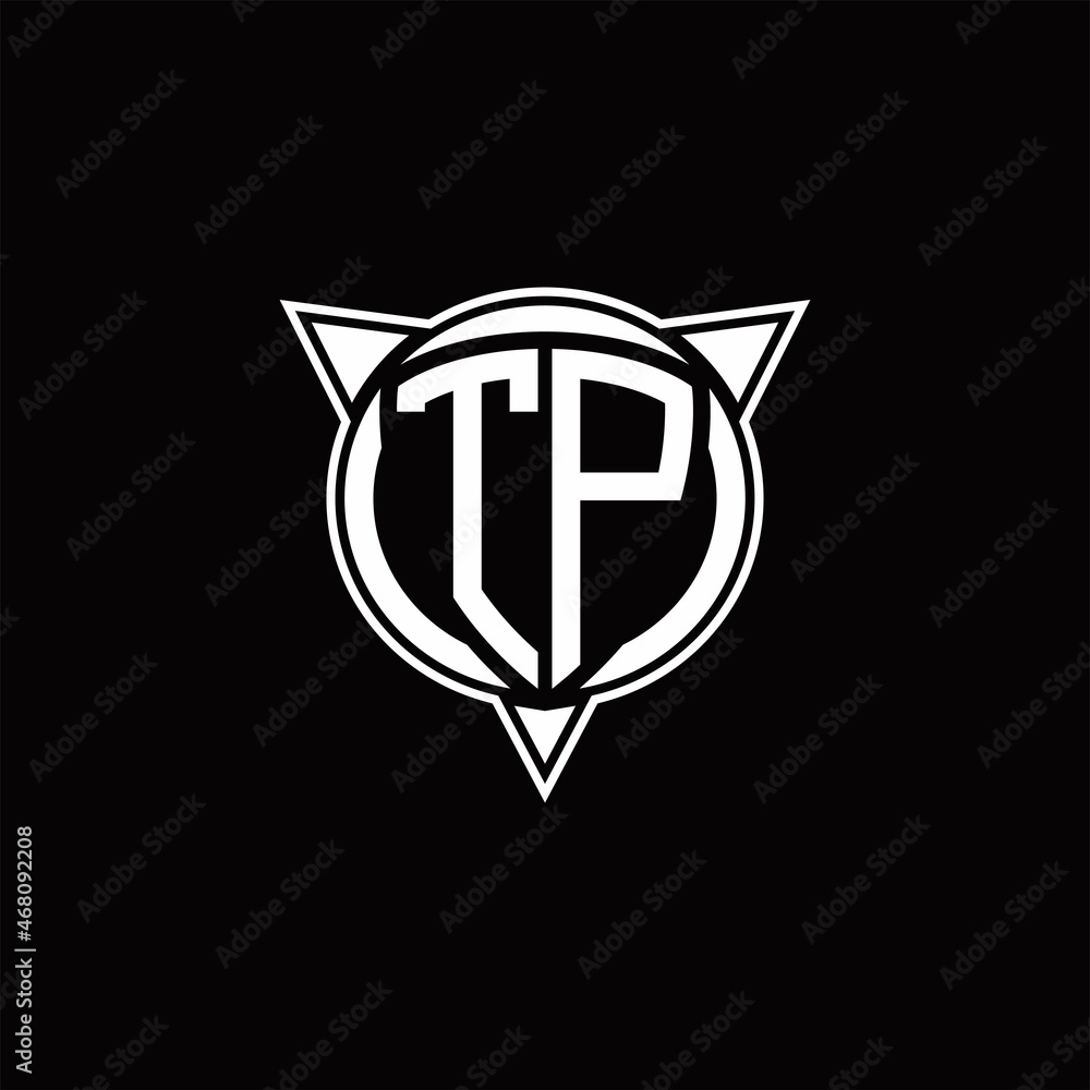 TP Logo monogram isolated with circle shape and three arrow design template TP Logo monogram isolated with circle shape and three arrow design template
