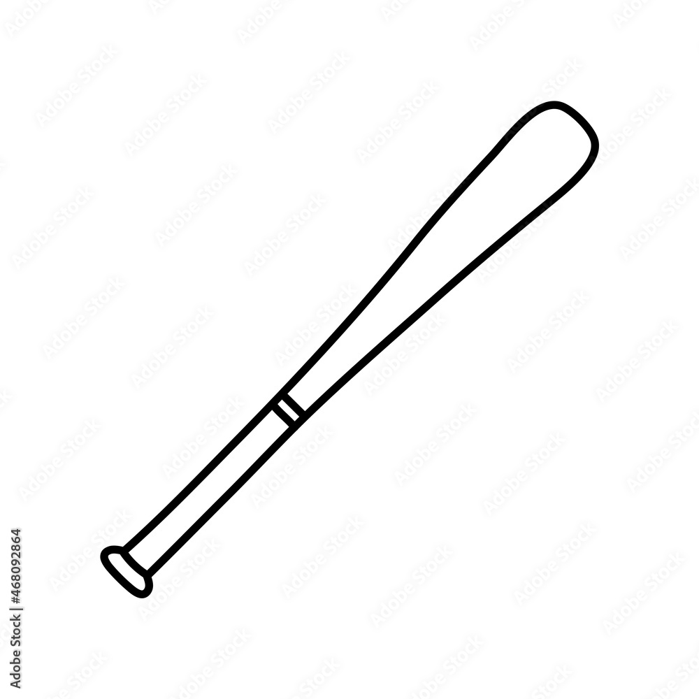 Baseball bat. Sport equipment line sketch. Hand drawn doodle outline icon. Vector black and white freehand fitness illustration Baseball bat. Sport equipment line sketch. Hand drawn doodle outline icon. Vector black and white freehand fitness illustration