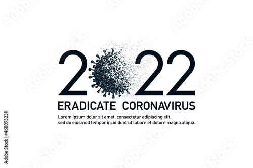 2022年のコロナウイルス撲滅の抽象的イメージ。