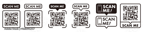 QR code scan icon with smartphone, scan me barcode sign, Vector illustration.