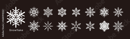 美しい雪の結晶のセット。クリスマスの素材。