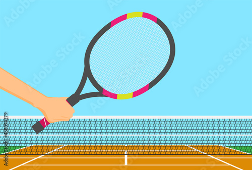 Background of tennis court. FLat vector illustration
