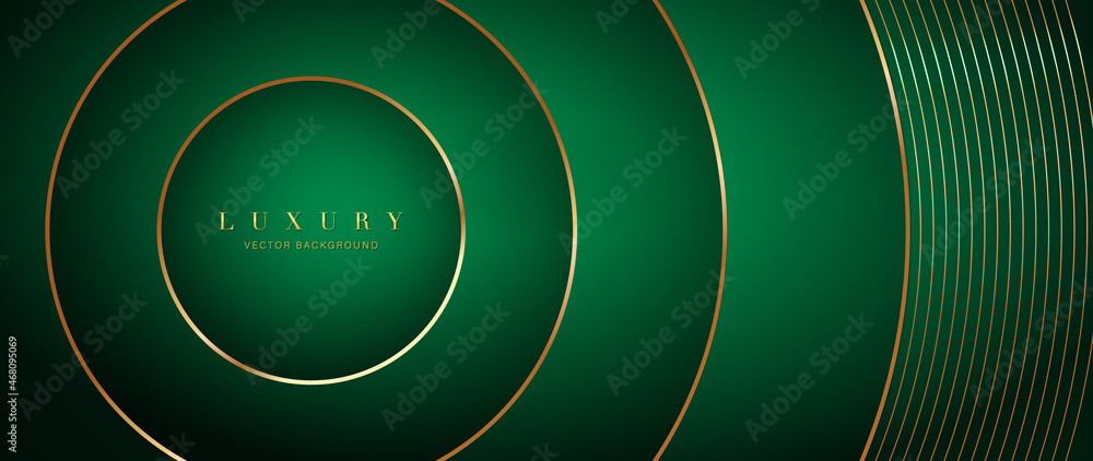 Luxury Green background vector. Abstract emerald and golden lines background with glow effect. Modern style wallpaper for poster, ads, sale banner, business presentation and packaging design.