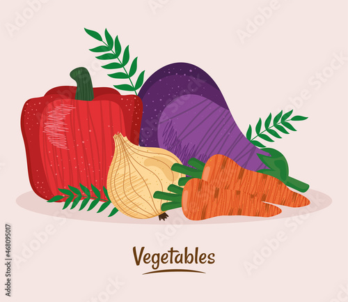 fresh vegetables five icons