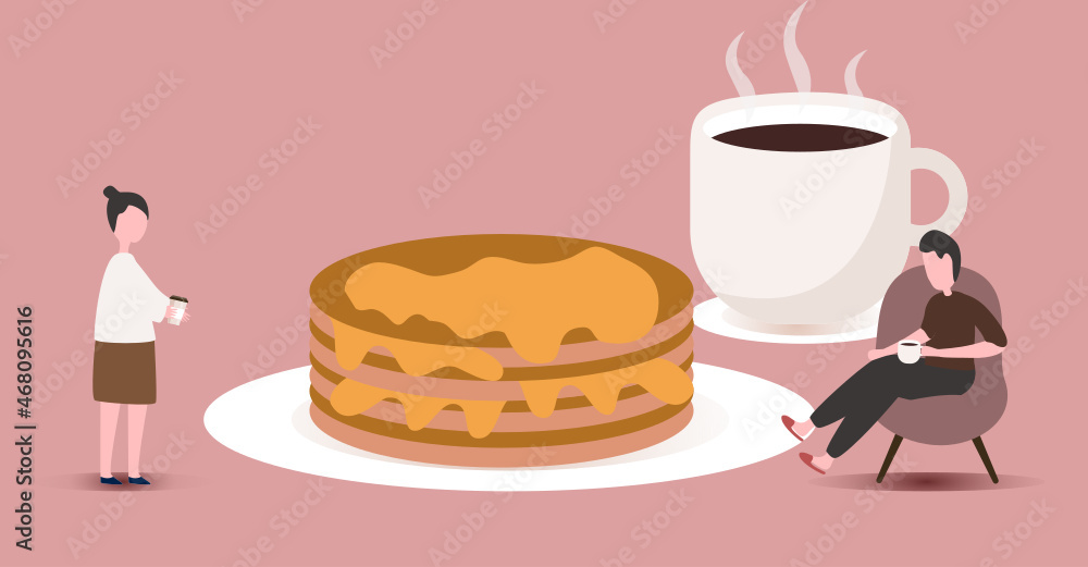 people eating Breakfast Fresh Tasty Pancakes with coffee in the morning people eating Breakfast Fresh Tasty Pancakes with coffee in the morning