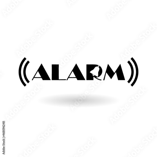 Alarm word icon with shadow