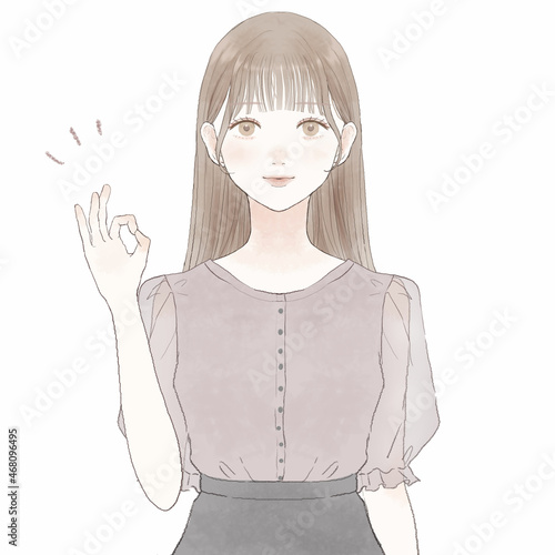 OKサインを出す女性