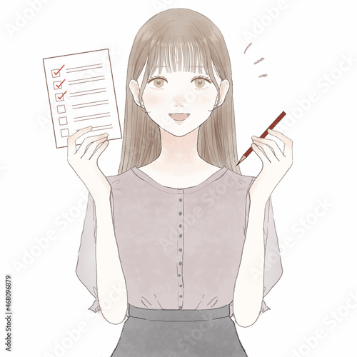 チェックリストを持つ女性
