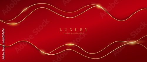 Luxury red background vector. Abstract red and golden lines background with glow effect. Modern style wallpaper for Chinese New Year, ads, sale banner, business presentation and packaging design.