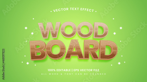 Wood board 3d text style effect. Editable illustrator text style.