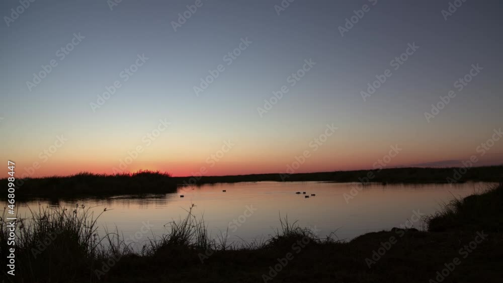 A still lake at twilight