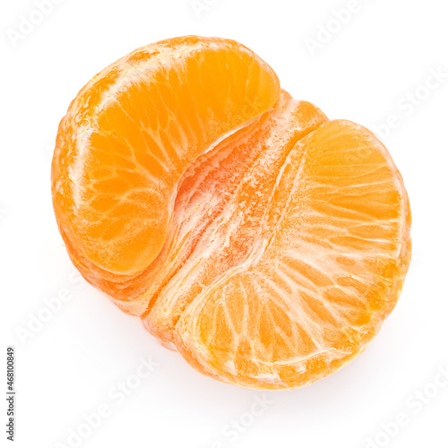 Half Mandarines oranges fruits or tangerines isolated on white background.