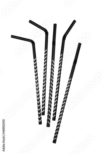 Set of striped drinking straws isolated on white background.